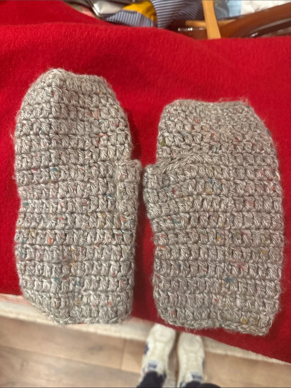 Handmade Gray Knit Fingerless Gloves - Cozy Women's Accessory